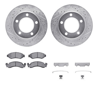 R1 Concepts® - Drilled and Slotted Front Brake Kit with Semi-Metalic Pads