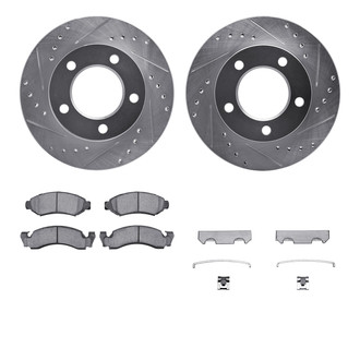 R1 Concepts® - Drilled and Slotted Front Brake Kit with Semi-Metalic Pads