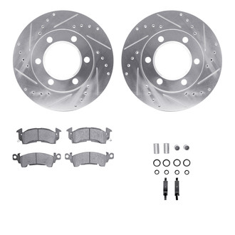 R1 Concepts® - Drilled and Slotted Front Brake Kit with Semi-Metalic Pads