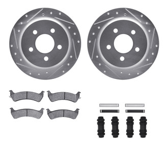 R1 Concepts® - Drilled and Slotted Rear Brake Kit with Semi-Metalic Pads