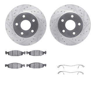 R1 Concepts® - Drilled and Slotted Front Brake Kit with Semi-Metalic Pads