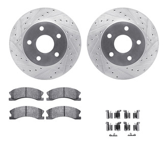 R1 Concepts® - Drilled and Slotted Front Brake Kit with Semi-Metalic Pads