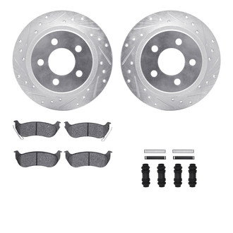 R1 Concepts® - Drilled and Slotted Rear Brake Kit with Semi-Metalic Pads
