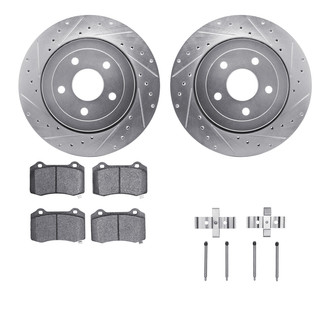 R1 Concepts® - Drilled and Slotted Rear Brake Kit with Semi-Metalic Pads