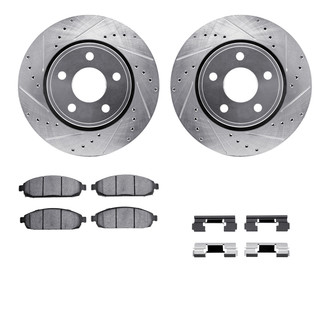 R1 Concepts® - Drilled and Slotted Front Brake Kit with Semi-Metalic Pads