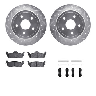 R1 Concepts® - Drilled and Slotted Rear Brake Kit with Semi-Metalic Pads