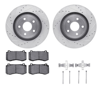 R1 Concepts® - Drilled and Slotted Front Brake Kit with Semi-Metalic Pads