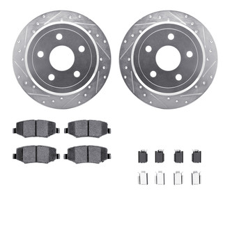 R1 Concepts® - Drilled and Slotted Rear Brake Kit with Semi-Metalic Pads