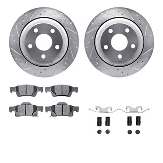 R1 Concepts® - Drilled and Slotted Rear Brake Kit with Semi-Metalic Pads