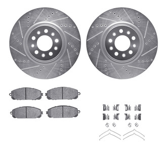 R1 Concepts® - Drilled and Slotted Front Brake Kit with Semi-Metalic Pads