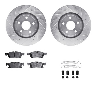 R1 Concepts® - Drilled and Slotted Front Brake Kit with Semi-Metalic Pads