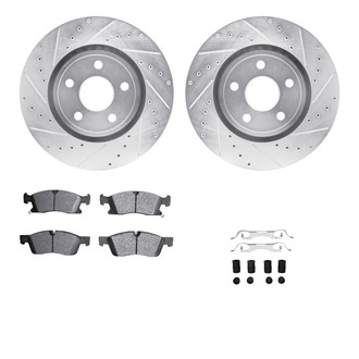 R1 Concepts® - Drilled and Slotted Front Brake Kit with Semi-Metalic Pads