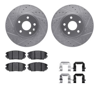R1 Concepts® - Drilled and Slotted Brake Kit with Semi-Metalic Pads
