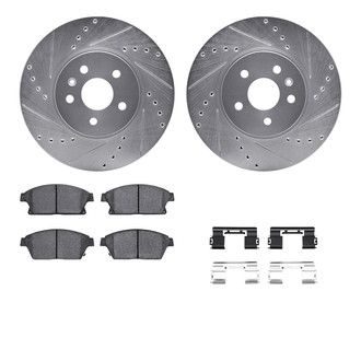 R1 Concepts® - Drilled and Slotted Front Brake Kit with Semi-Metalic Pads