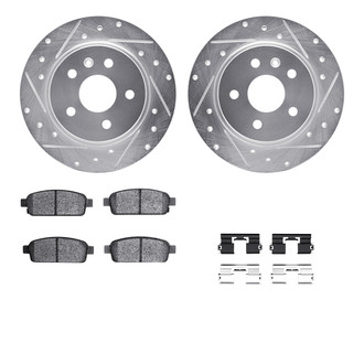 R1 Concepts® - Drilled and Slotted Rear Brake Kit with Semi-Metalic Pads