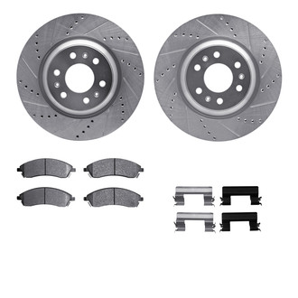 R1 Concepts® - Drilled and Slotted Front Brake Kit with Semi-Metalic Pads