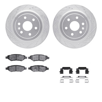 R1 Concepts® - Drilled and Slotted Rear Brake Kit with Semi-Metalic Pads