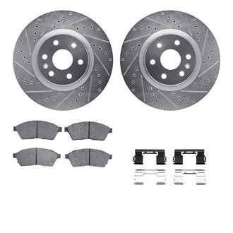 R1 Concepts® - Drilled and Slotted Front Brake Kit with Semi-Metalic Pads
