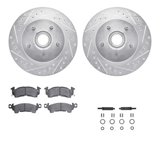R1 Concepts® - Drilled and Slotted Front Brake Kit with Semi-Metalic Pads