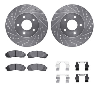 R1 Concepts® - Drilled and Slotted Front Brake Kit with Semi-Metalic Pads