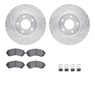 R1 Concepts® - Drilled and Slotted Front Brake Kit with Semi-Metalic Pads