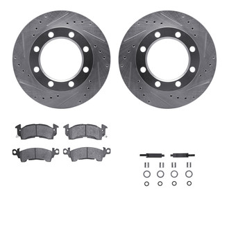 R1 Concepts® - Drilled and Slotted Front Brake Kit with Semi-Metalic Pads