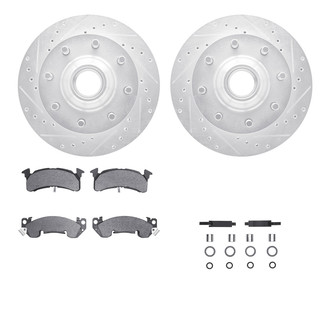 R1 Concepts® - Drilled and Slotted Front Brake Kit with Semi-Metalic Pads