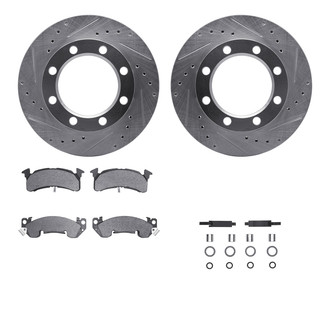 R1 Concepts® - Drilled and Slotted Front Brake Kit with Semi-Metalic Pads