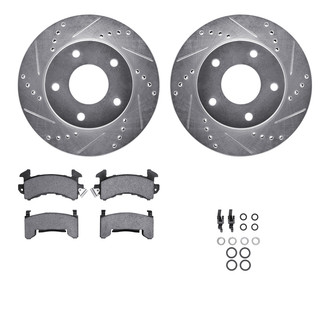 R1 Concepts® - Drilled and Slotted Front Brake Kit with Semi-Metalic Pads