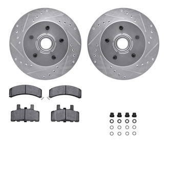 R1 Concepts® - Drilled and Slotted Front Brake Kit with Semi-Metalic Pads