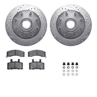 R1 Concepts® - Drilled and Slotted Front Brake Kit with Semi-Metalic Pads