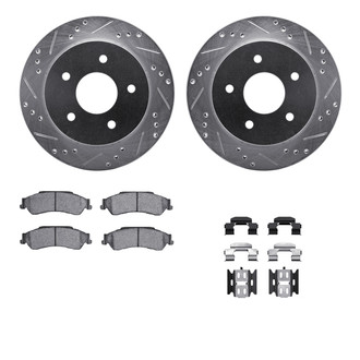 R1 Concepts® - Drilled and Slotted Rear Brake Kit with Semi-Metalic Pads