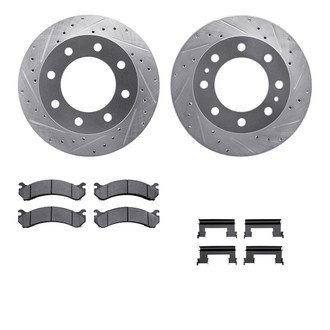 R1 Concepts® - Drilled and Slotted Front Brake Kit with Semi-Metalic Pads