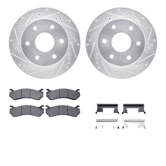 R1 Concepts® - Drilled and Slotted Front Brake Kit with Semi-Metalic Pads