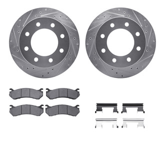R1 Concepts® - Drilled and Slotted Rear Brake Kit with Semi-Metalic Pads