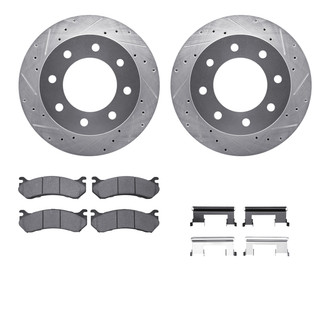 R1 Concepts® - Drilled and Slotted Rear Brake Kit with Semi-Metalic Pads