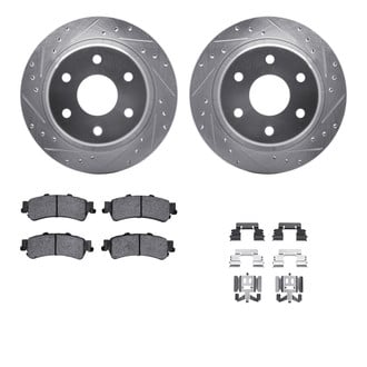 R1 Concepts® - Drilled and Slotted Rear Brake Kit with Semi-Metalic Pads