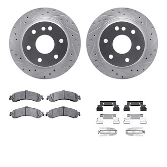 R1 Concepts® - Drilled and Slotted Rear Brake Kit with Semi-Metalic Pads