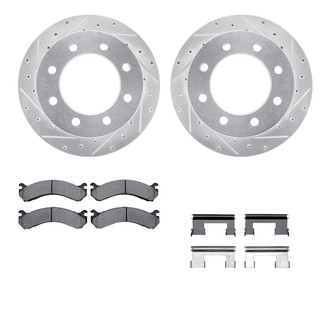 R1 Concepts® - Drilled and Slotted Rear Brake Kit with Semi-Metalic Pads