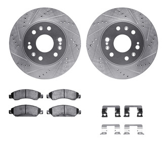 R1 Concepts® - Drilled and Slotted Front Brake Kit with Semi-Metalic Pads
