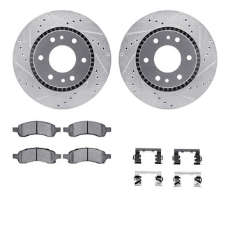 R1 Concepts® - Drilled and Slotted Front Brake Kit with Semi-Metalic Pads