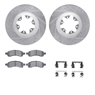 R1 Concepts® - Drilled and Slotted Front Brake Kit with Semi-Metalic Pads