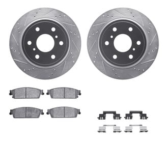 R1 Concepts® - Drilled and Slotted Rear Brake Kit with Semi-Metalic Pads
