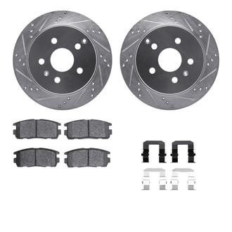 R1 Concepts® - Drilled and Slotted Rear Brake Kit with Semi-Metalic Pads