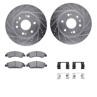 R1 Concepts® - Drilled and Slotted Front Brake Kit with Semi-Metalic Pads