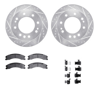 R1 Concepts® - Drilled and Slotted Front Brake Kit with Semi-Metalic Pads