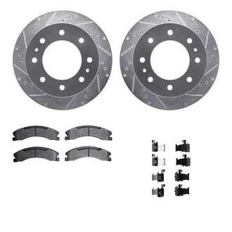 R1 Concepts® - Drilled and Slotted Rear Brake Kit with Semi-Metalic Pads