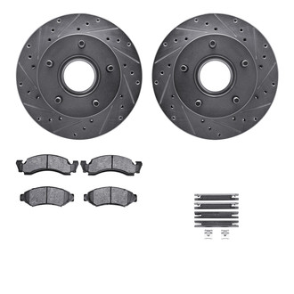 R1 Concepts® - Drilled and Slotted Front Brake Kit with Semi-Metalic Pads