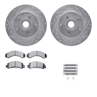 R1 Concepts® - Drilled and Slotted Front Brake Kit with Semi-Metalic Pads