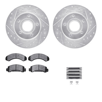 R1 Concepts® - Drilled and Slotted Front Brake Kit with Semi-Metalic Pads
